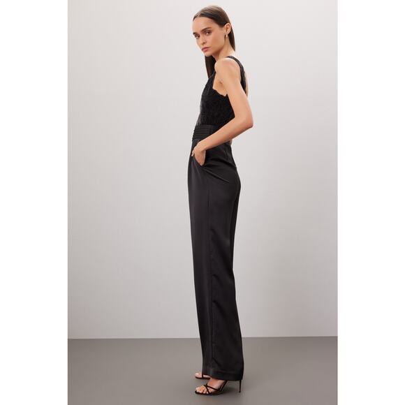 Ramy Brook Adaline Jumpsuit Size 8 Wide Leg, Lace Top One Shoulder - Picture 2 of 10